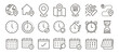 © Pedro - Time and location scheduling icons set. Clocks, maps and calendars. Thin line editable stroke icon illustrations