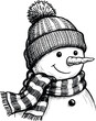 © Raja - Charming hand drawn snowman wearing a cozy winter hat and scarf