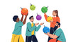 © Herlina - Group of Friends Juggling Colorful Spheres in Harmony Against a Black Background