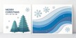 © Nazmul Islam - Festive christmas card designs featuring snowy pine trees and abstract blue winter waves with snowflakes