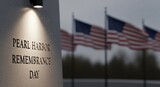 Pearl Harbor Remembrance Day flags and memorial