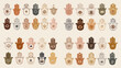 © Creative Nest - Boho hamsa hand icons with mystical eyes in earthy neutrals. Protective amulet illustrations for logos, stickers, prints, and spiritual decorative designs.