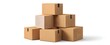 © ckybe - Pile of cardboard boxes set against a plain white backdrop isolated from everything else