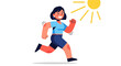 © Naif - Woman Runs Under The Sun For Fitness And Joy Depicted In A Simple And Modern Style