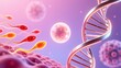 © Aamir - A futuristic cell scene with bright dna like helix and glowing sperm shapes showing male health for infertility issues
