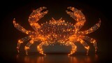 Illuminated digital crustacean structure glows with bright orange points against a dark background
