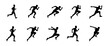 © vell - Man running silhouette. Male runner in motion. Running man silhouette vector set.