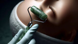 A facial massage with a jade roller, Ai generated image