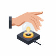© ToonzyDesign - Flat Illustration Hand Pressing Button with Glowing Light Bulb Concept