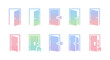 © Kris - Collection of stylized open and closed doors with gradient colors.