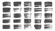 © pixel ground - Collection of varied black ink brush strokes and splatters ,Set of thick dried brush strokes, grunge acrylic textures, stencil silhouettes,  Abstract black ink grungy lines, borders, underline