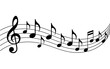 © MDJALAL - Stylized white musical notes and staff on a black background isolated on transparent background