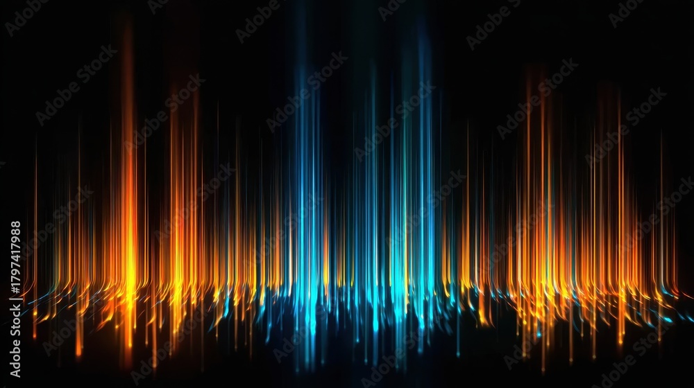 Matrix-style neon waterfall with vertical lines and particles, offering ...