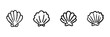 © Toxa2x2 - Seashell Line Icon Set In Doodle Style. Marine Life, Beach Decor, And Ocean Theme Outline Sketch Collection. Coastal And Nautical Design Elements. Hand Drawn Isolated Vector Illustration