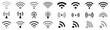 © Nuraisha elements - Wireless wifi signal icons set. Internet connection symbols. Set of different wireless and wifi icons. Network communication and radio wave. Antenna tower icon collection. Vector illustration.