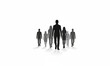 © MdImran - Silhouetted figures of business people walking forward in a unified group towards a bright future