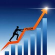 © Repa - Businessman pushing upward arrow graph symbolizing growth and success in business