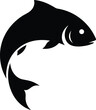 © PikseaLab - Black silhouette of a leaping fish with a white eye and gills vector