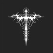 © VECTADI - neo tribal cross sword design with cyber tribal blade elements, fantasy style, and goth cybersigilism linework for arm, spine, leg, and t-shirts.