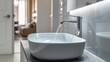 © TheWaterMeloonProjec - Modern hygiene wash basin with flowing clear water in bathroom, promoting cleanliness and sanitation