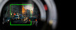 © winyu - monitoring evening city traffic with a camera, scan car captures license plates and parking violations in real time, view from the driver's perspective, concept with copy space