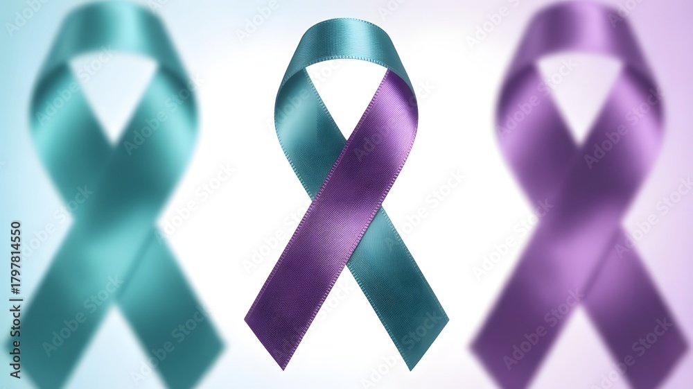 Teal and purple awareness ribbon symbolizing suicide prevention ...