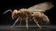 © satisfied - Steampunk Wasp - Intricate Mechanical Insect Art on Black Background.
