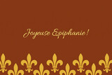 Golden fleur de lis border on brown background with elegant text image