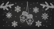 © dedek - Hand drawn chalk illustration of winter mittens and snowflakes.