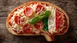 © valeo5 - Conceptual image representing an Italian food craving or obsession, featuring a pizza-style toast in the shape of a brain, complete with pepperoni, melted cheese, and the Italian tricolor flag