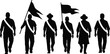 © Miraj World - Marching silhouette illustration, symbolic unity and activist gesture graphics for design and education