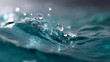 © Natali IQstock - A high-resolution macro close-up capturing the dynamic movement of crystal-clear water with multiple suspended air bubbles of various sizes. The water surface forms smooth fluid wa