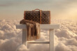 © Rolling - A luxurious patterned travel bag and scarf rest on a bench above
