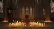 © Mangsur - Cello in Lit Cathedral: Serene Ambiance, Candlelight, Stained Glass, Gothic Architecture.