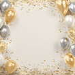 © Thisisbest - Festive New Year Celebration Background with Balloons and Confetti for Instagram Posts and Greeting Cards