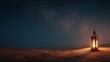 © Khalid - Glowing ramadan lantern on tranquil desert sand under starry night sky creating warm spiritual ambience for peaceful ramadan kareem background and islamic festive atmosphere
