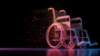 © Pachara - Glowing digital representation of wheelchair made of particles and light trails on dark background, symbolizing innovation and technology in mobility aids