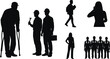 © Tanjimul - Silhouette people in various occupations, workers and professionals in different poses, diverse human figures illustration, industrial team and everyday character silhouettes for design projects