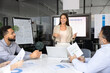 © fizkes - Positive manager woman discussing project plan with multiethnic team
