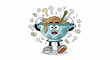 © Marie - Puzzled kitchen colander character with a shocked expression.