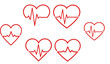 © Rakibul - Set of red heart icons with cardiogram on white background