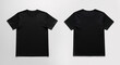 © Drip - Plain Black T-Shirt Mockup Front and Back Isolated on Gray Background