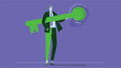 © ink drop - Modern illustration of a business professional with key – metaphor for unlocking success, career opportunity, or security
