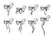 © Elena - Delicate thin ribbon bows tied in soft loops with long elegant tails. Vector decorative set isolated on white. Perfect for romantic cards, Valentine decor, cosmetics packaging, and wedding branding.