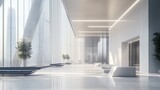 Modern building lobby with minimalist architecture and natural light