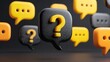 © sabtain - Question marks in speech bubbles render concept for online support, FAQs