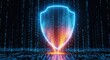 © si9nzation - Digital shield guarding data with binary code for cybersecurity and network protection representing secure technology