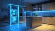 © vectorwin - Smart kitchen interior showing augmented reality interface and home automation