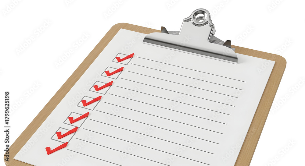 Red Check Log Checklist with Red Check Marks A Detailed View of Tasks and Progress ...