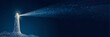 © MuhammadUmar - Digital lighthouse emitting light beams against a dark blue background symbolizing guidance technology and innovation in the modern era